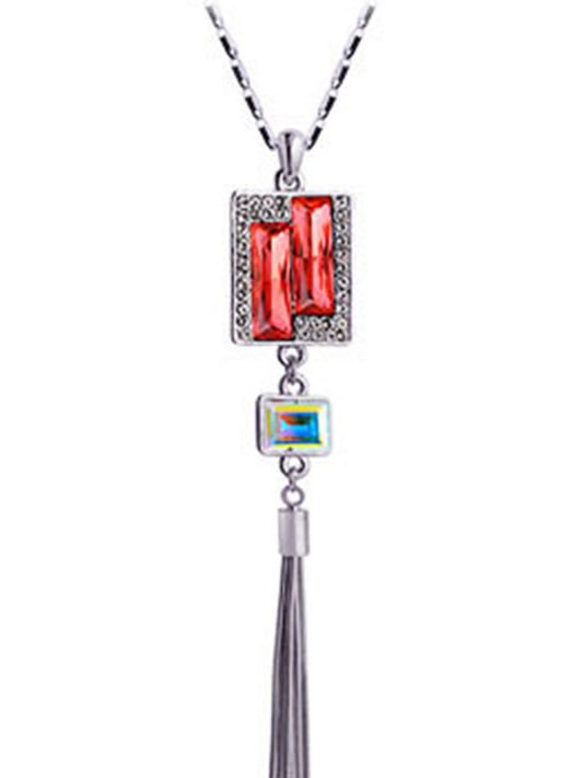Ruby Tassel Geo Amulet Pendant Necklace