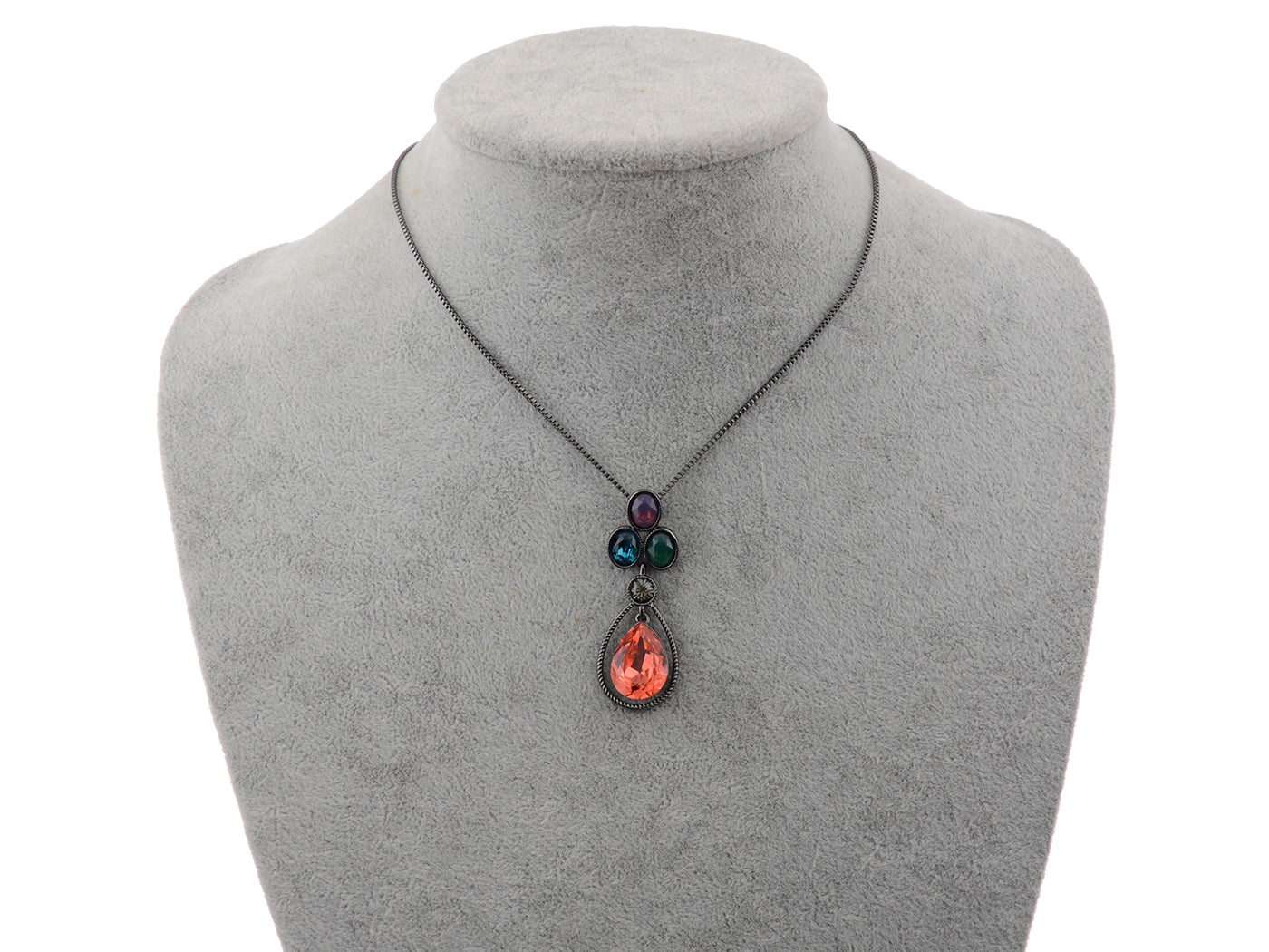 Swarovski Crystal Teardrop Ruby Red Siam Pear Dangle Pendant Necklace