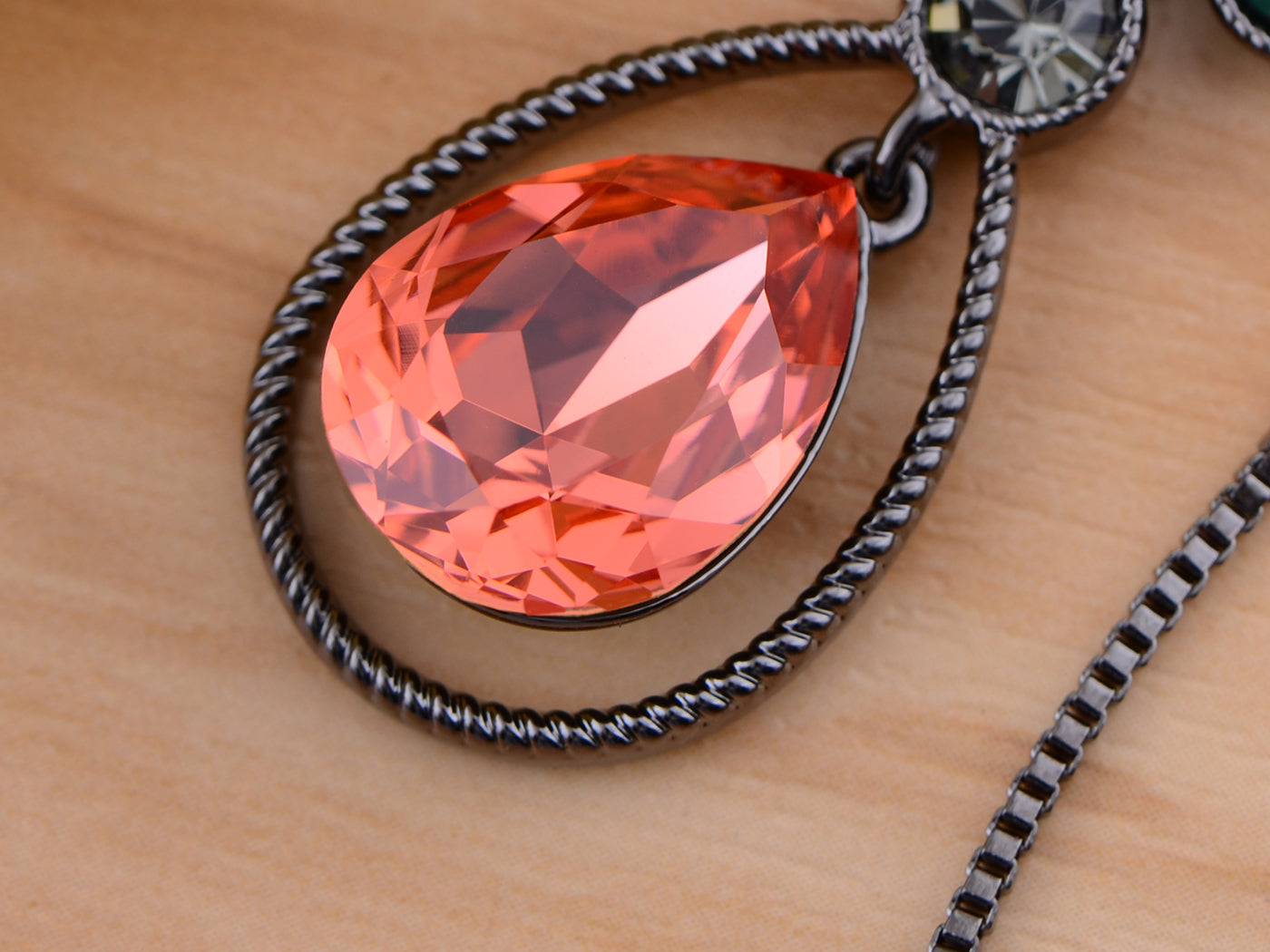 Swarovski Crystal Teardrop Ruby Red Siam Pear Dangle Pendant Necklace
