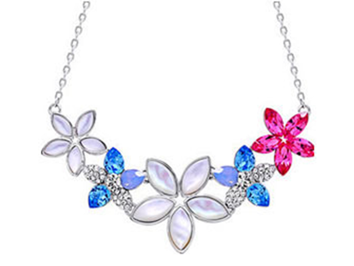 Swarovski Crystal Tropical Hibiscus Flower Lei Crest Collar Necklace