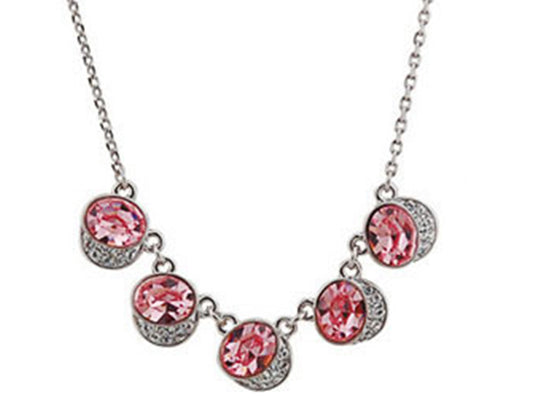 Swarovski Crystal Peach Rose Pink Light Orb Acorn Art Dangle Necklace
