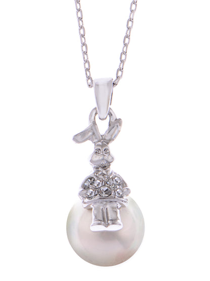 Swarovski Crystal Rabbit Pearl Bead Pendant Necklace