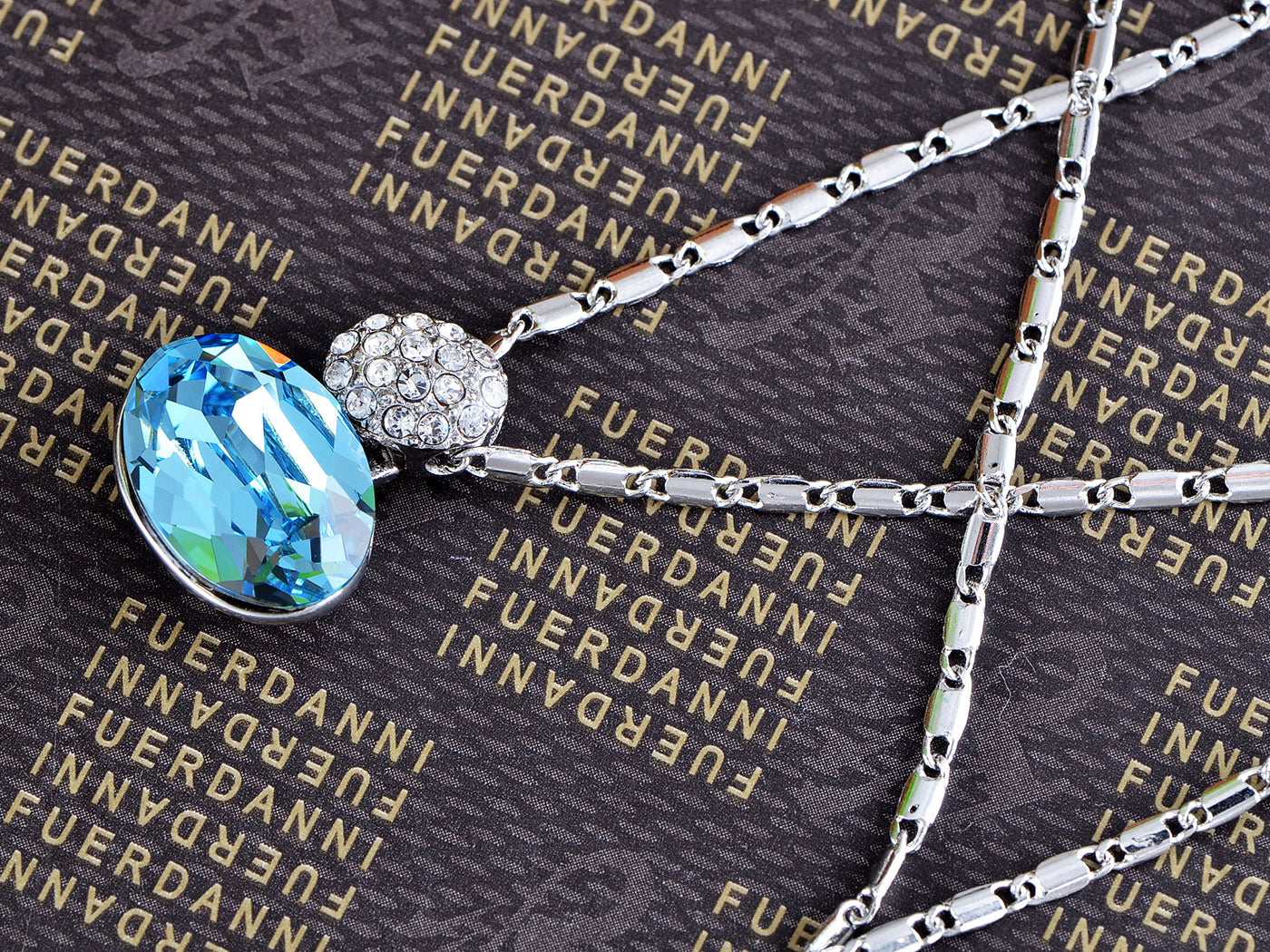Swarovski Crystal Light Sapphire Magic Potion Perfume Bottle Pendant Necklace