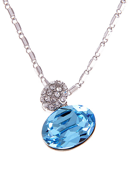 Swarovski Crystal Light Sapphire Magic Potion Perfume Bottle Pendant Necklace