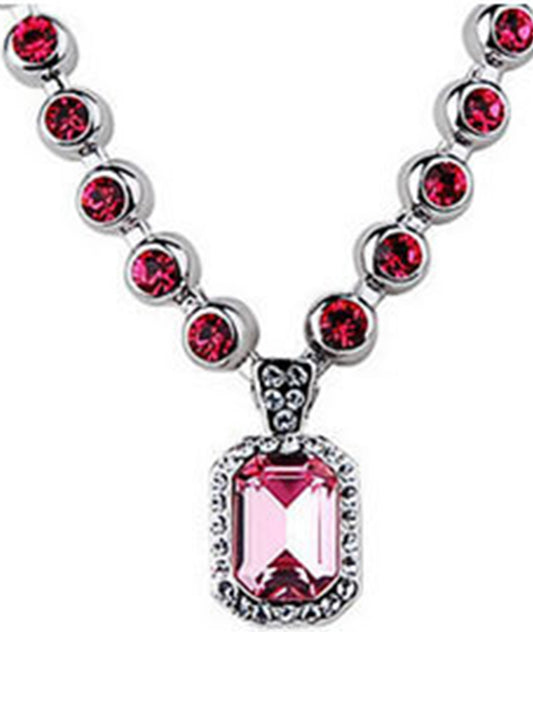 Swarovski Crystal Rose Pink Amulet Chain Jewelry Pendant Necklace
