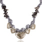 Champagne Nude Satin Fabric Heart Shaped Gems Wrap Necklace