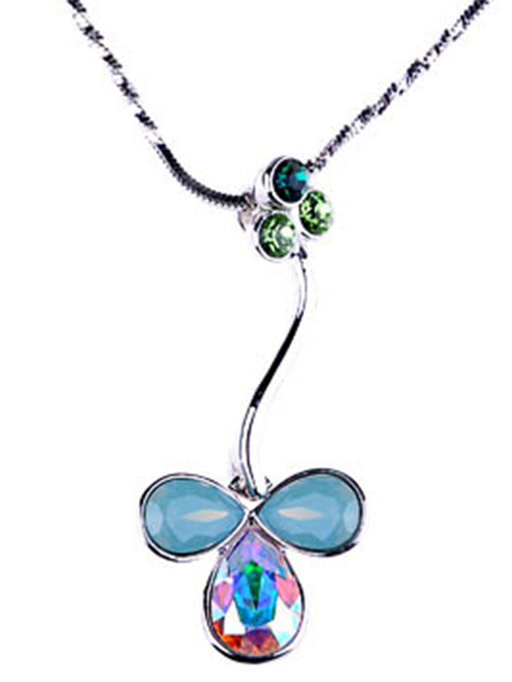 Pacific Opal Green Flower Abstract Pendant Necklace