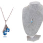 Blue Sapphire Shell Blossom Drop Pendant Necklace