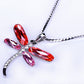 Coral Orange Pink Dragonfly Insect Pendant Necklace