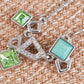 Swarovski Crystal Fun Green Opal Geometric Square Shapes Pendant Necklace