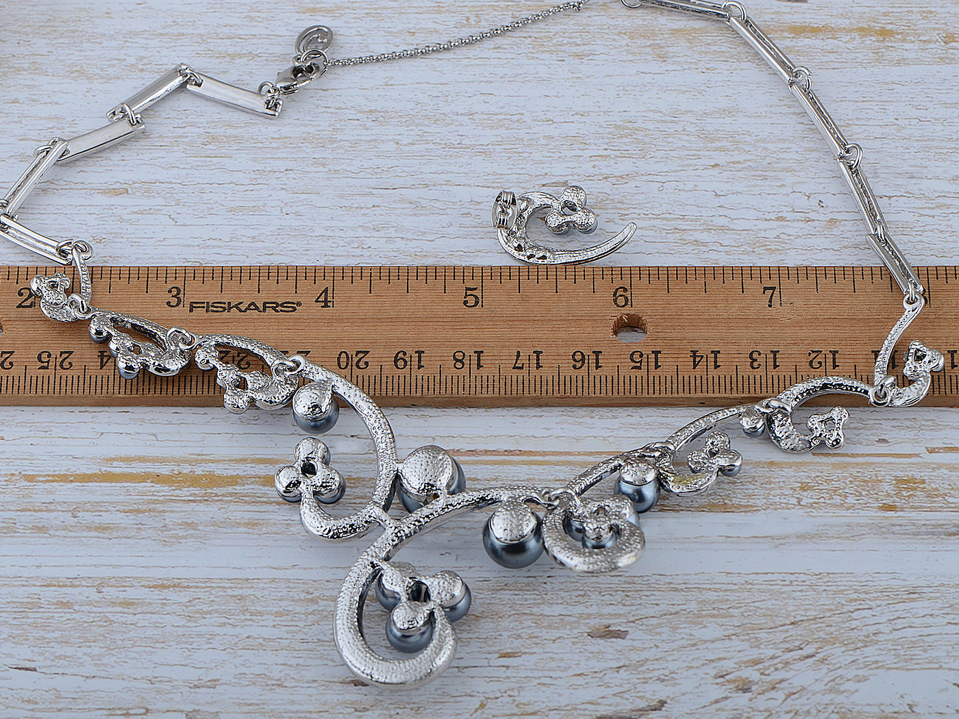 Swarovski Crystal Black Pearl Swirl Bridal Necklace Earring Set
