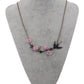Alilang Antique Golden Hand Painted Pink Cherry Blossom Flower Enamel Black Sparrow Birds Necklace