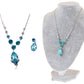 Swarovski Crystal Aqua Blue Tear Dangle Earring Necklace Set