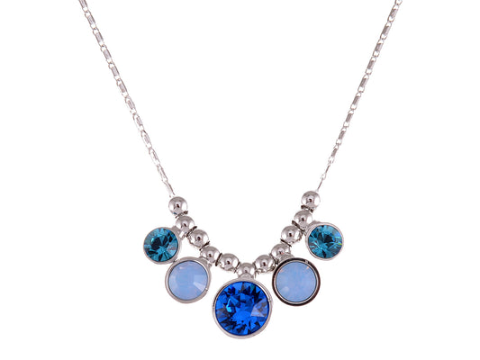 Swarovski Crystal Blue Milk Opal Zircon Bead Spotlights Dangle Necklace Jewelry