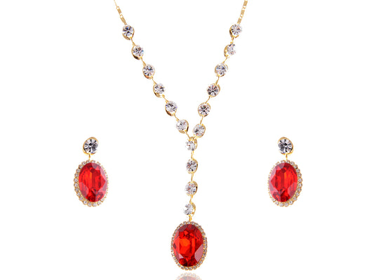 Swarovski Crystal Rhinestone Earring Necklace Jewelry Set