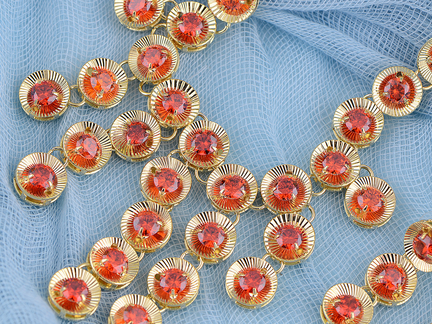Swarovski Crystal Ruby Red 1960S Cascade Necklace Earring Set