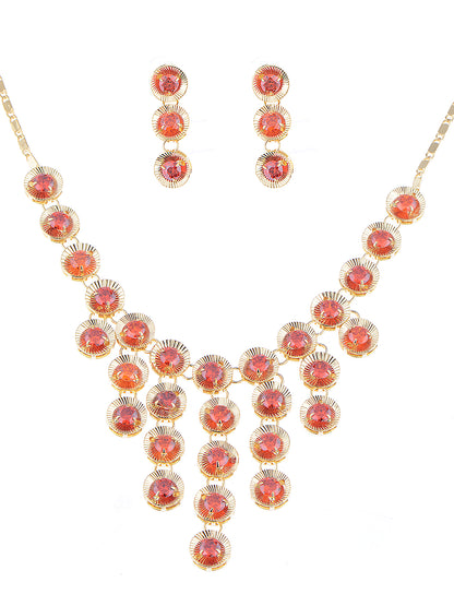 Swarovski Crystal Ruby Red 1960S Cascade Necklace Earring Set