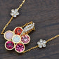 Swarovski Crystal Multi Color Pink Opal Flower Petal Pendant Necklace