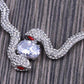 Twin Serpent Snake Medusa Clr Necklace Earring Set