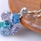 Swarovski Crystal Aqua Blue Zircon Sapphire Flower Pendant Pearl Necklace
