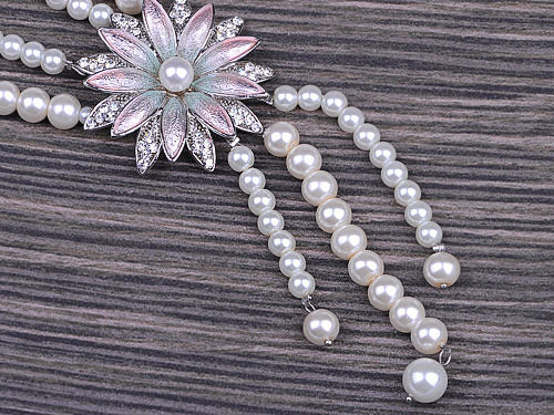Triple Strand Bridal Winter White Daisy Pearl Necklace