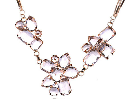 Triple Strand Ice Cube Iceberg Faceted Gem Necklace