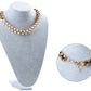 Retro 1960S Choker Pearl Bead Cuff Chain Link Cream Ribbon Necklace