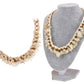 Cream Satin Ribbon Gold Link Milky Glass Bead Choker Necklace