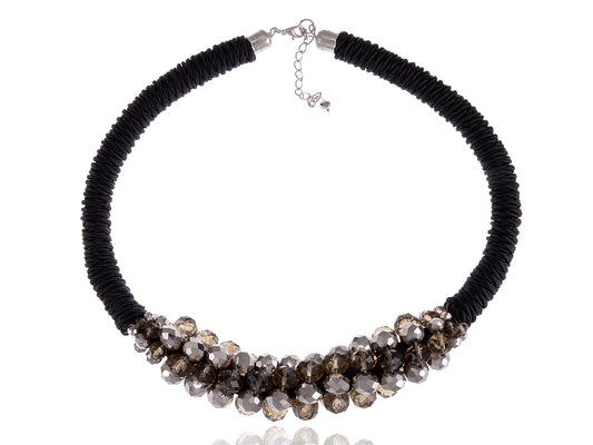 Black Brown Retro Disco Ball Bead Twist Rope Choker Necklace