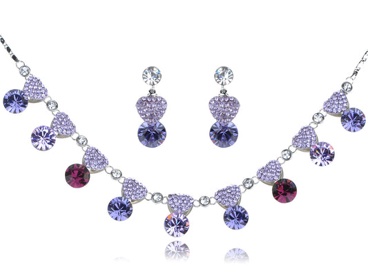 Amethyst Element Chained Droplets Earring Necklace Set