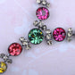 Swarovski Crystal Gun Multicolored Circle Y Shape Necklace Earrings Set