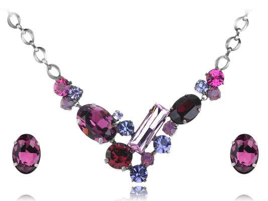 Ruby Violet Element Valentine Jewel Earring Necklace Set