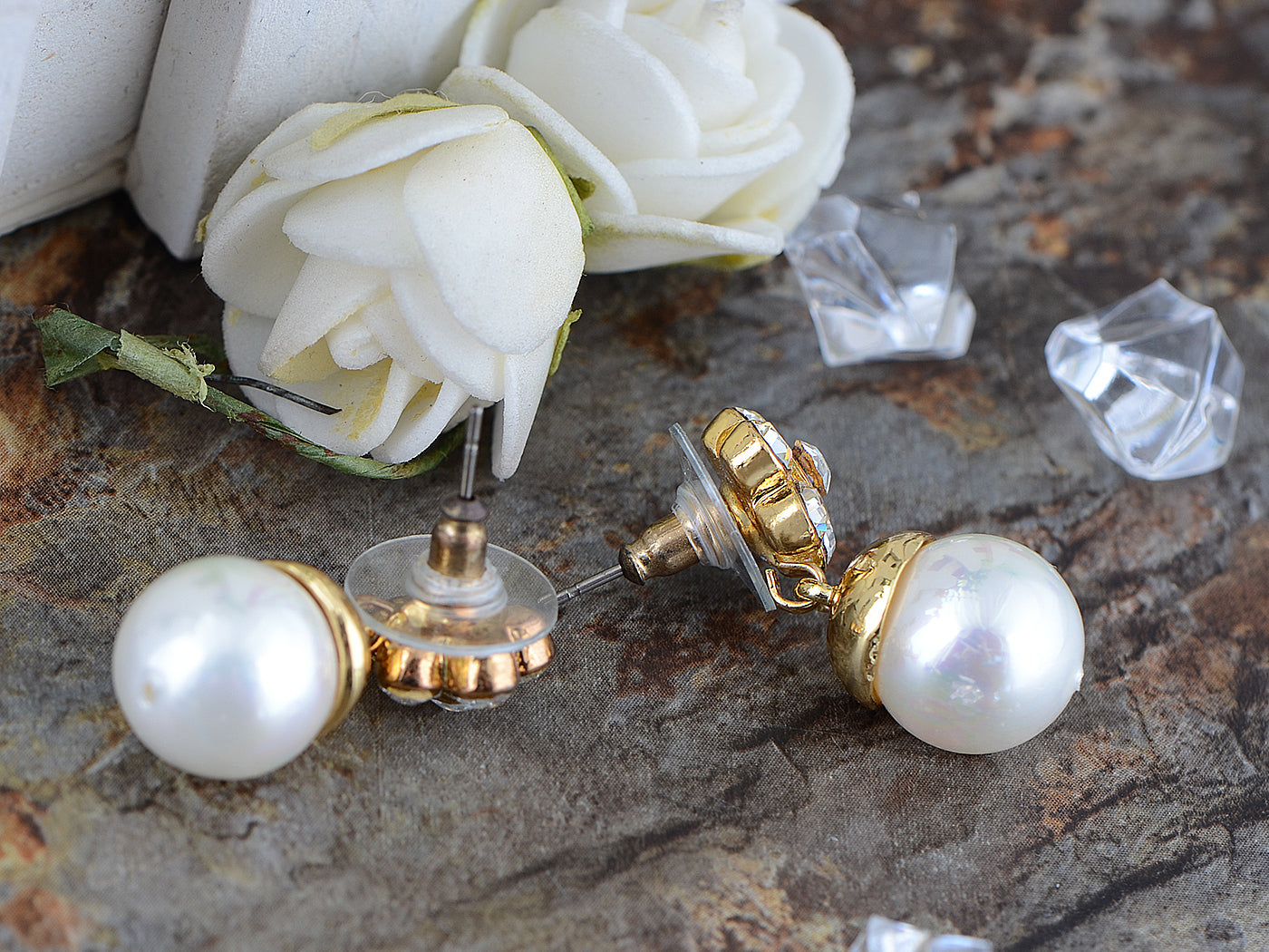 Swarovski Crystal Pearl Element Floral Design Earring Necklace Set