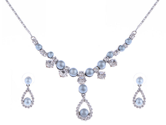 Swarovski Crystal Pearl Element Bridal Earring Necklace Set