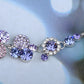 Swarovski Crystal Silver Purple Floral Flower Necklace Earrings Set