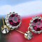 Swarovski Crystal Rose Red Silver Multi Flower Heart Necklace Earring Set