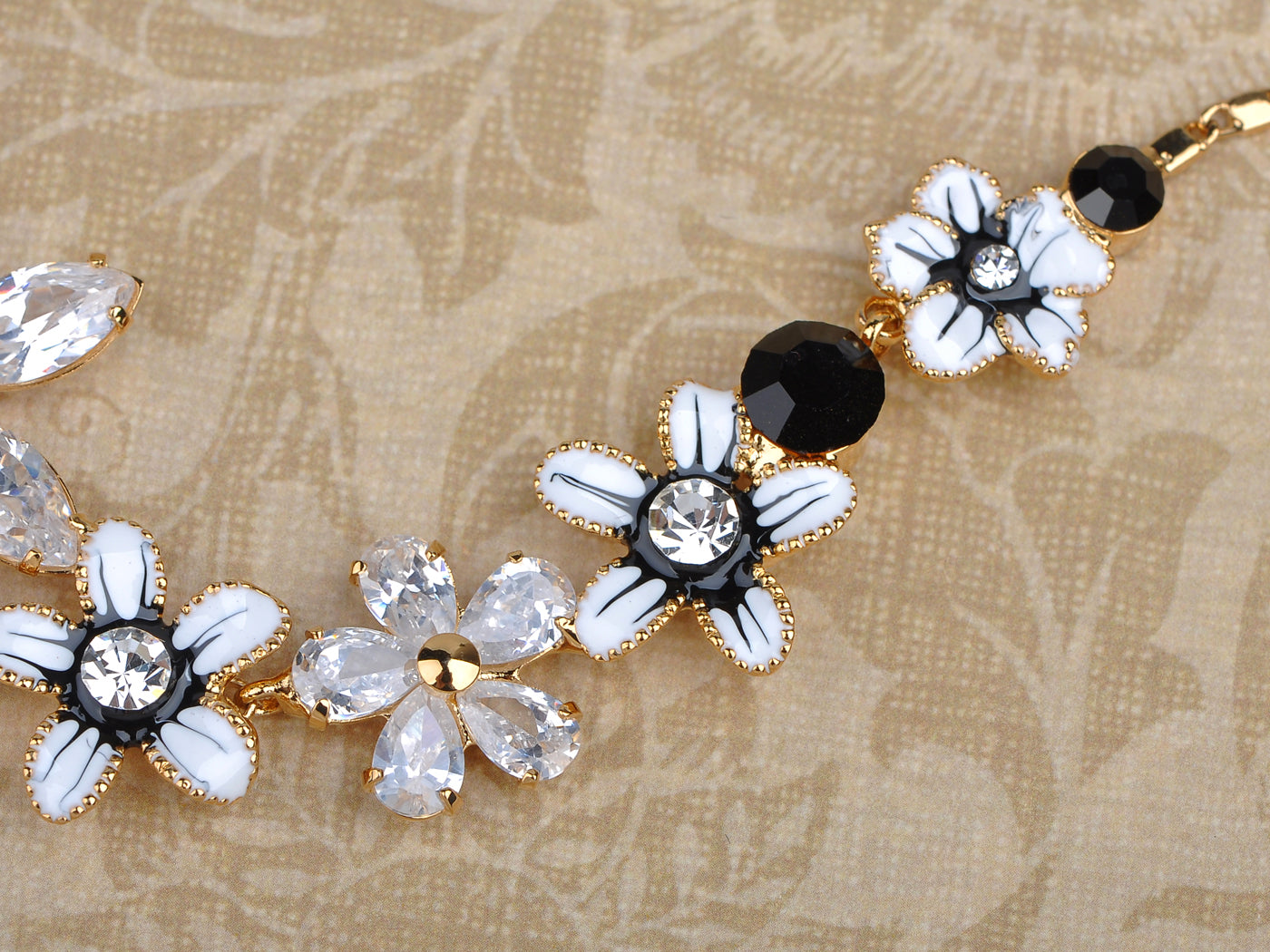 Black Element Enamel Flower Bomb Earring Necklace Set