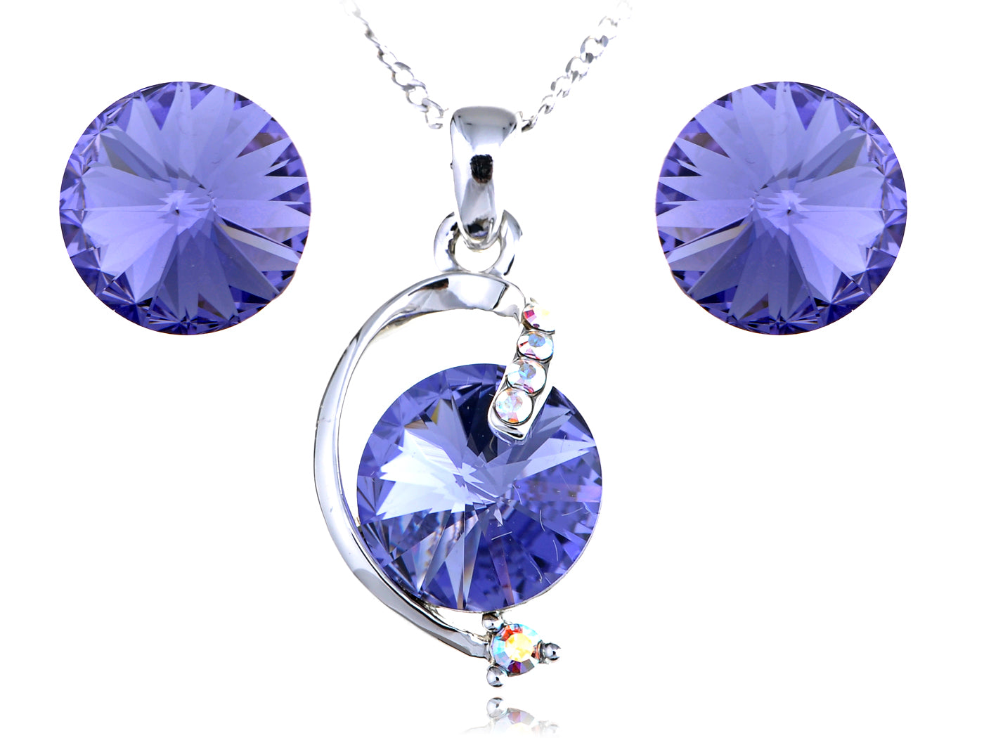 Swarovski Crystal Violet Sapphire Perfect Circles Element Earring Necklace Set