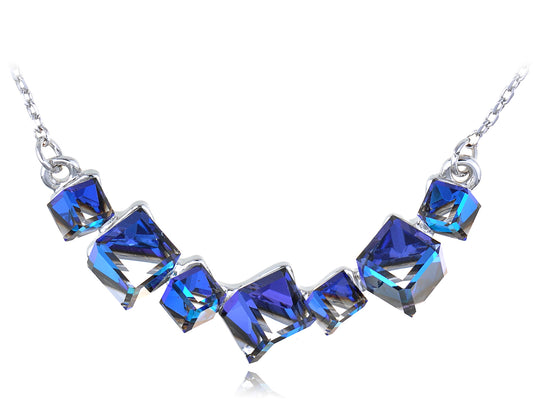 Capri Blue Two Cubes Hanging Chain Element Necklace