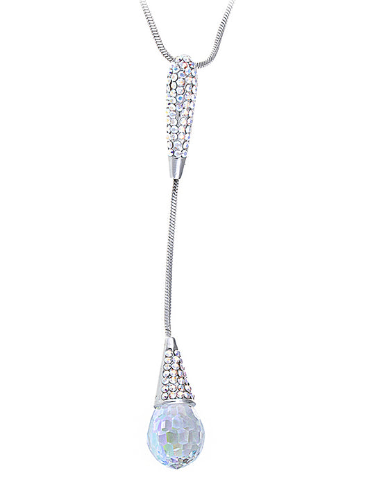 Crystal Teardrop Necklace Clear Honeycomb Diamond Pendant