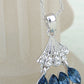 Swarovski Crystal Blue Gradient Cascading Mermaid's Seashell Element Necklace
