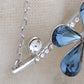 Swarovski Crystal Montana Blue Asymmetrical Solo Fragile Daisy Element Necklace