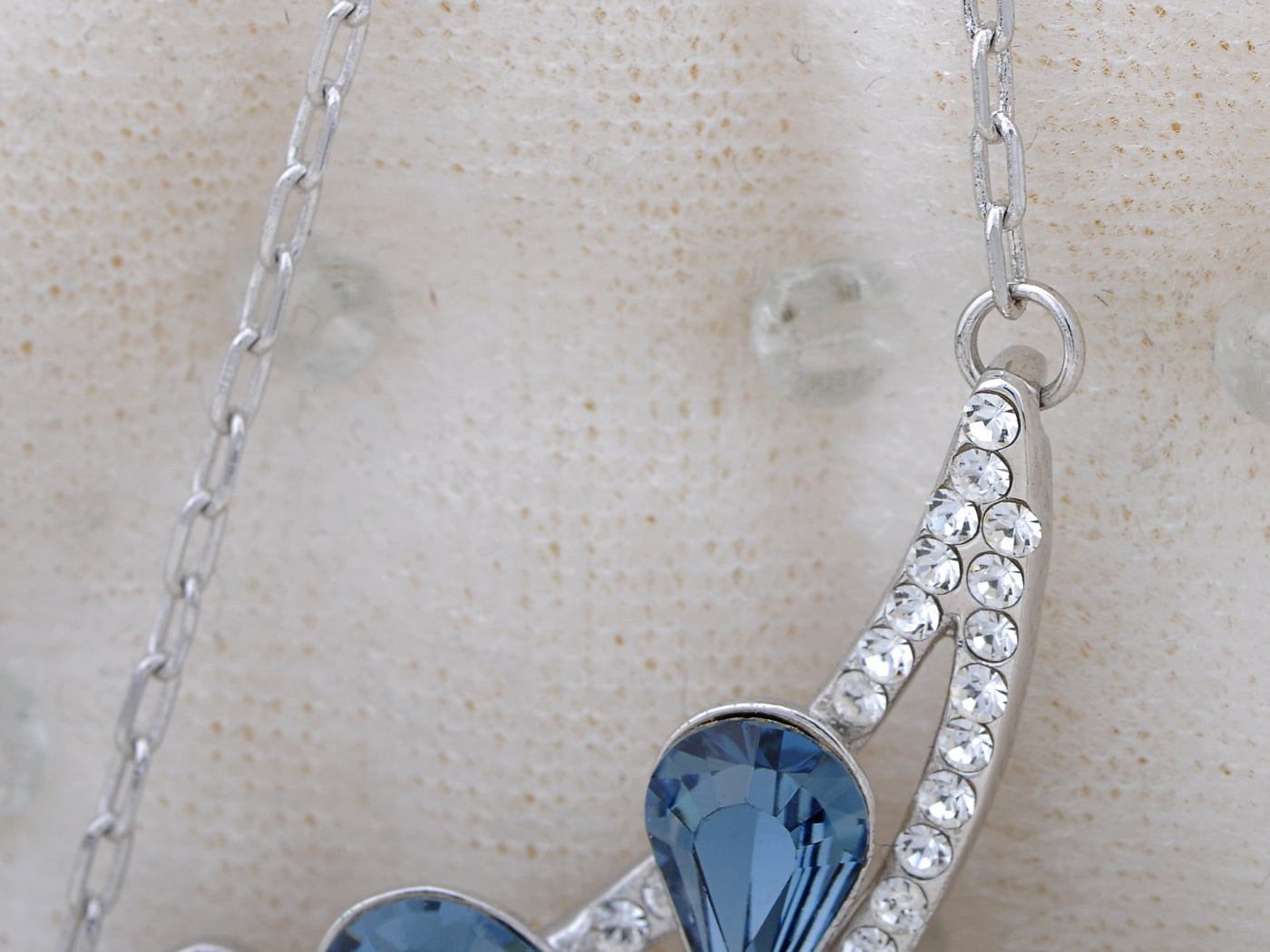 Swarovski Crystal Montana Blue Asymmetrical Solo Fragile Daisy Element Necklace