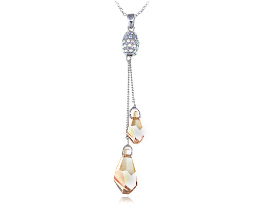 Light Peach Honeycomb Spilling Duo Droplets Element Necklace