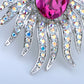 Fuchsia Rare Sparkle Radiant Phoenix Feather Element Necklace