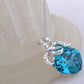 Faux Diamond Sapphire Necklace Earrings Set