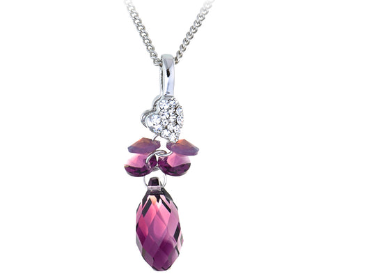 Fuchsia Heart And Budding Clustered Plums Element Necklace