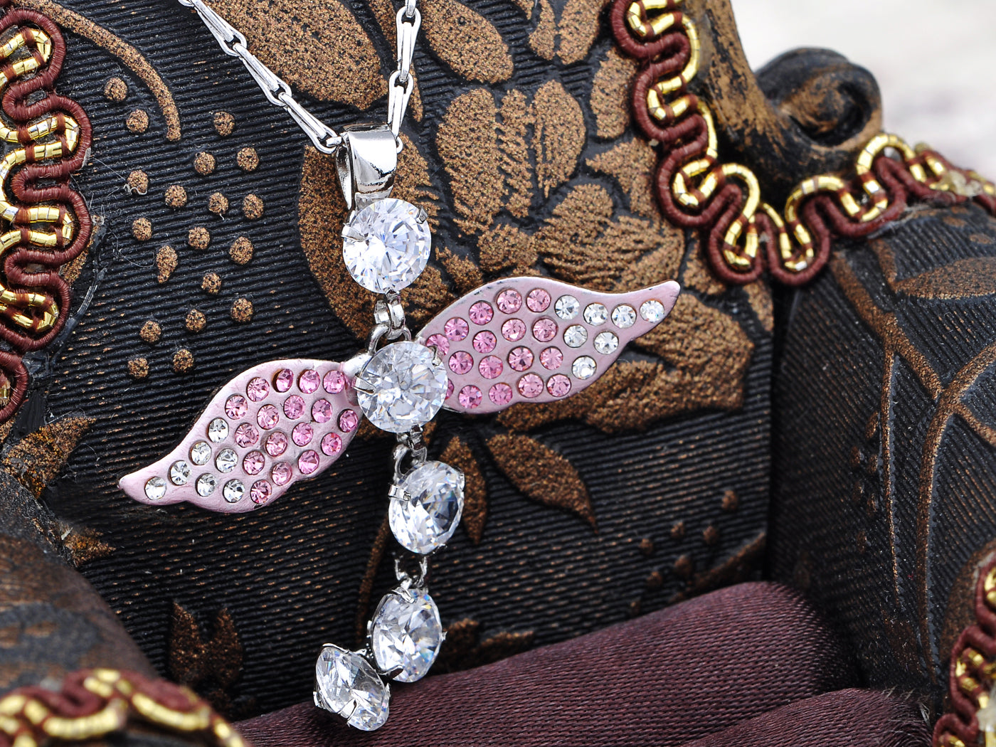 Light Rose Ange Dragonfly Sprite Fairy Element Necklace