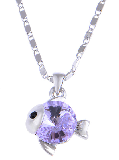 Swarovski Crystal Tanzanite Expressive Nemo Like Baby Fish Element Necklace