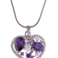 Swarovski Crystal Tanzanite Pearl Heart Outline Mosaic Element Necklace